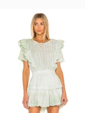 Love Shack Fancy Natasha Dress Moss Green Hand Dye